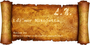 Lámer Nikoletta névjegykártya